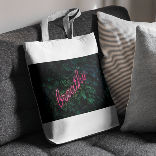 JUST BREATHE COTTON TOTE BAG